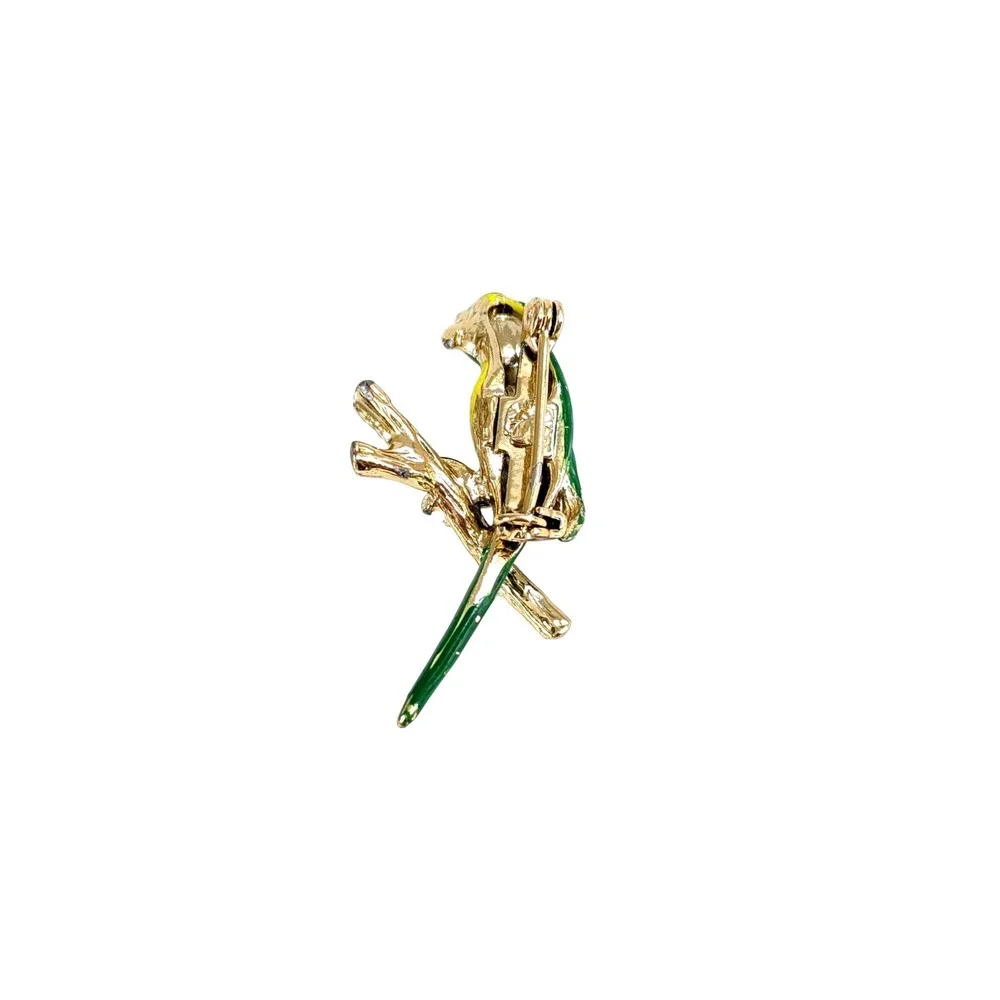 Vintage Enameled Parrot‎ Bird Brooch Pin Costume Jewelry Fashion Jungle Taiwan